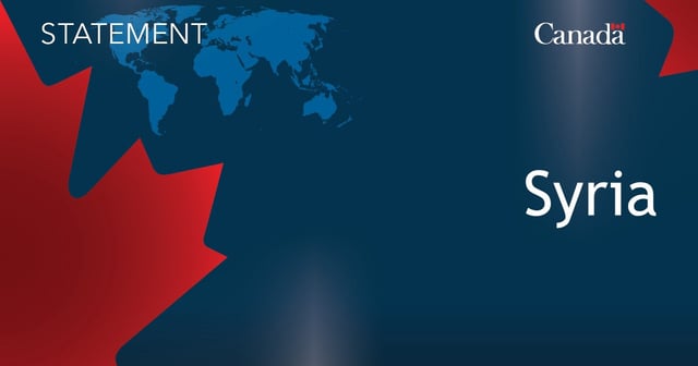Image of Canadian flag with the following text overlayed: Statement – Syria 