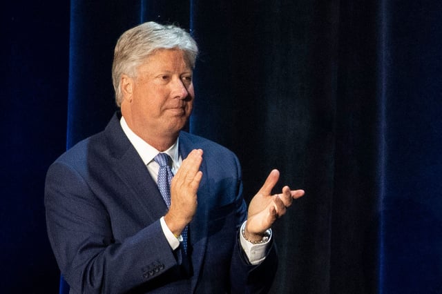 Pastor Robert Morris applauds during a roundtable discussion at Gateway Church Dallas Campus, in Dallas, Texas, on June 11, 2020.