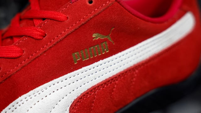 A Puma Speedcat OG sneaker is displayed at a store in Paris, France, January 24, 2025.