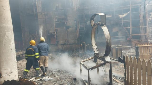 The basement of Kingdom of Dreams in Gurugram after the blaze. (Sourced Photo)