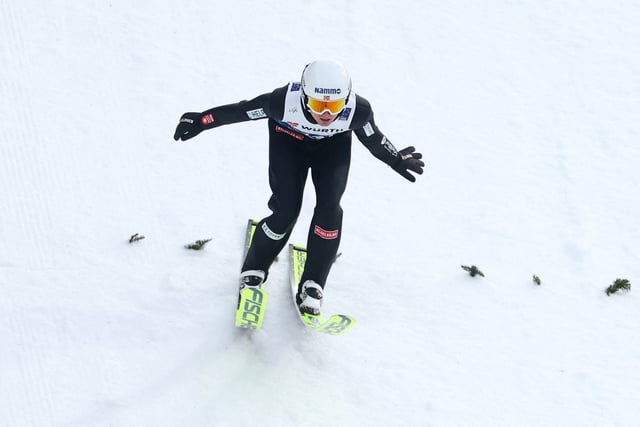 Nordic Skiing - FIS Nordic World Ski Championships - Trondheim, Norway - March 8, 2025 Norway's Kristoffer Eriksen Sundal in action during the men's large hill first round REUTERS/Kai Pfaffenbach/File Photo