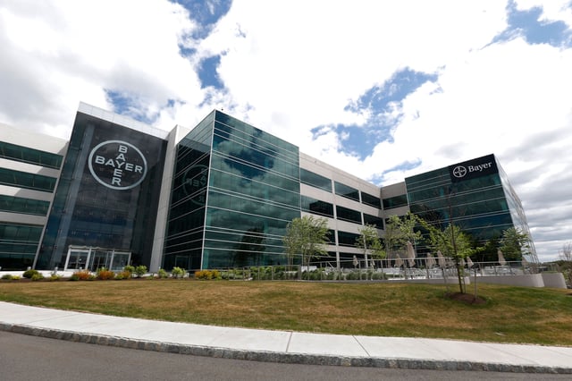 This May 13, 2015, file photo, shows the North American headquarters of Bayer Healthcare in Whippany, N.J.