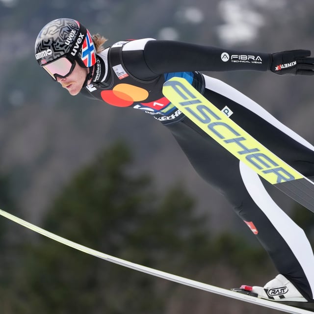 FILE - Norway's Robert Johansson competes during the Ski Jumping World Cup team competition in Planica, Slovenia, Saturday, March 23, 2024. (AP Photo/Darko Bandic, File)