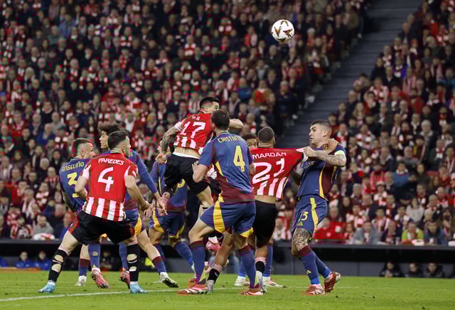 Soccer Football - Europa League - Round of 16 - Second Leg - Athletic Bilbao v AS Roma - San Mames, Bilbao, Spain - March 13, 2025 Athletic Bilbao's Yuri Berchiche scores their second goal REUTERS/Vincent West