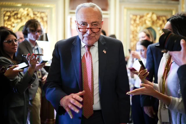 Senate Minority Leader Chuck Schumer, D-N.Y., at the U.S. Capitol on March 13, 2025.