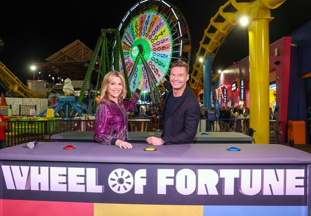Vanna White and Ryan Seacrest attend the WOF S42 - Pier Wheel Launch in Santa Monica on Aug. 30, 2024.