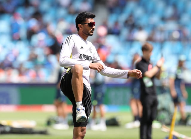 March 4, 2025 India's Axar Patel during the warm up before the match REUTERS/Satish Kumar/File Photo