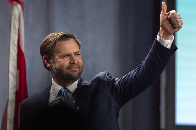 Vice President JD Vance leaving after speaking at the Congressional Cities Conference of the National League of Cities on March 10, 2025, in Washington.
