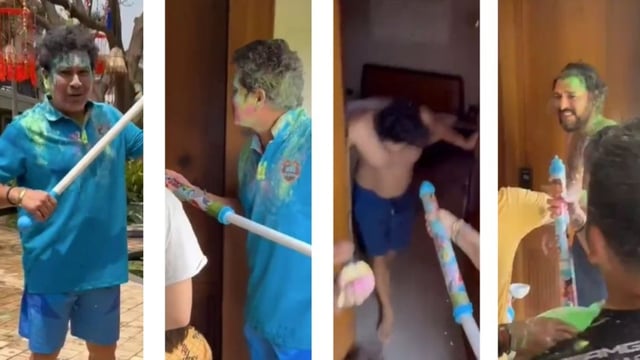 Sachin Tendulkar pranks Yuvraj Singh.