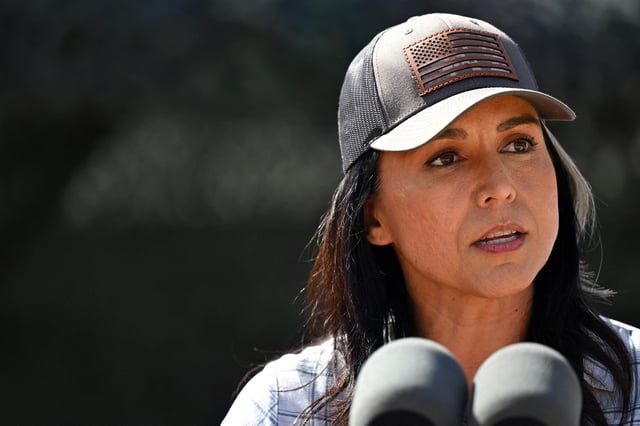 U.S. Director of National Intelligence Tulsi Gabbard speaks during a visit to the U.S.-Mexico border in Eagle Pass, Texas, U.S March 5, 2025. Brandon Bell/Pool via REUTERS/File Photo