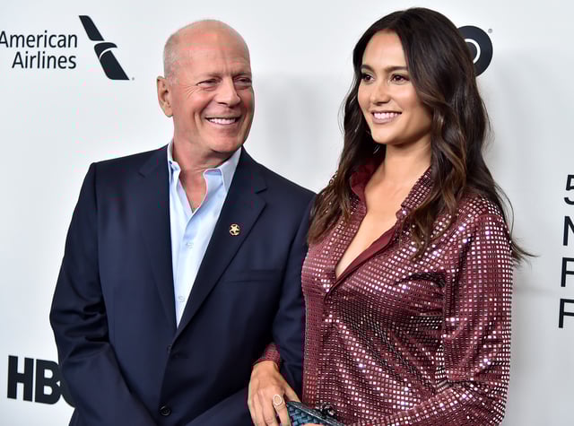 Bruce Willis and wife Emma Heming Willis attend the &#34;Motherless Brooklyn&#34; Arrivals during the 57th New York Film Festival on October 11, 2019 in New York City.