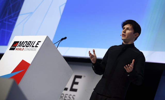 Founder and CEO of Telegram Pavel Durov delivers a keynote speech during the Mobile World Congress in Barcelona, Spain February 23, 2016. REUTERS/Albert Gea/File photo