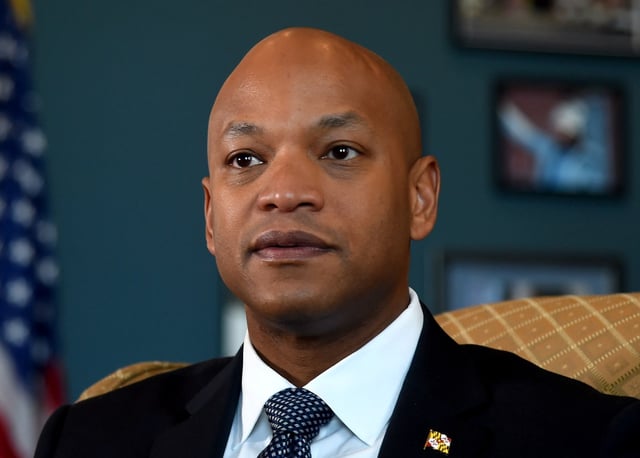 Governor Wes Moore is interviewed in his office on the first day of the 2025 legislative session at the Maryland State House. (Barbara Haddock Taylor/Staff)