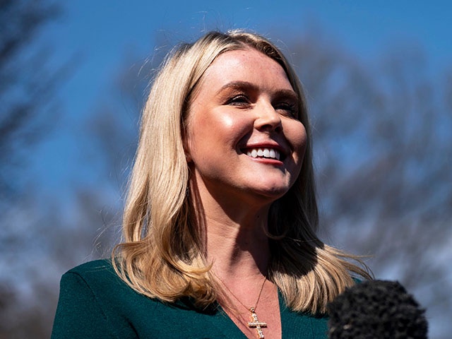 Karoline Leavitt, White House press secretary, speaks to members of the media outside the White House in Washington, DC, US, on Wednesday, March 12, 2025. The Irish prime minister is in Washington today meeting with lawmakers, a bipartisan St. Patrick's Day tradition. Photographer: Bonnie Cash/UPI/Bloomberg via Getty Images