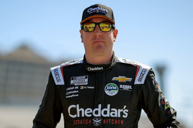 Kyle Busch, driver of the #8 Cheddar&#39;s Scratch Kitchen Chevrolet, looks on during qualifying for the NASCAR Cup Series Ambetter Health 400 at Atlanta Motor Speedway on February 22, 2025 in Hampton, Georgia.