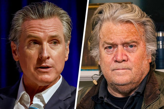 Gavin Newsom; Steve Bannon.