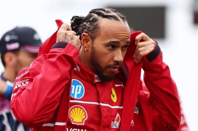 Lewis Hamilton of Great Britain and Scuderia Ferrari on the drivers parade prior to the F1 Grand Prix of Australia at Albert Park Grand Prix Circuit on March 16, 2025 in Melbourne, Australia.