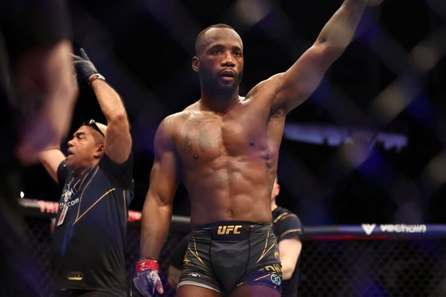 Leon Edwards celebrates after the Welterweight Title Bout between Leon Edwards and Kamaru Usman at The O2 Arena on March 18, 2023 in London, England