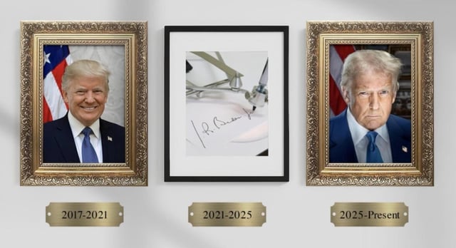 Ein Unterschriftenautomat von 2021 bis 2025 – dieses Bild postete Donald Trump am Sonntag auf seiner Plattform Truth Social