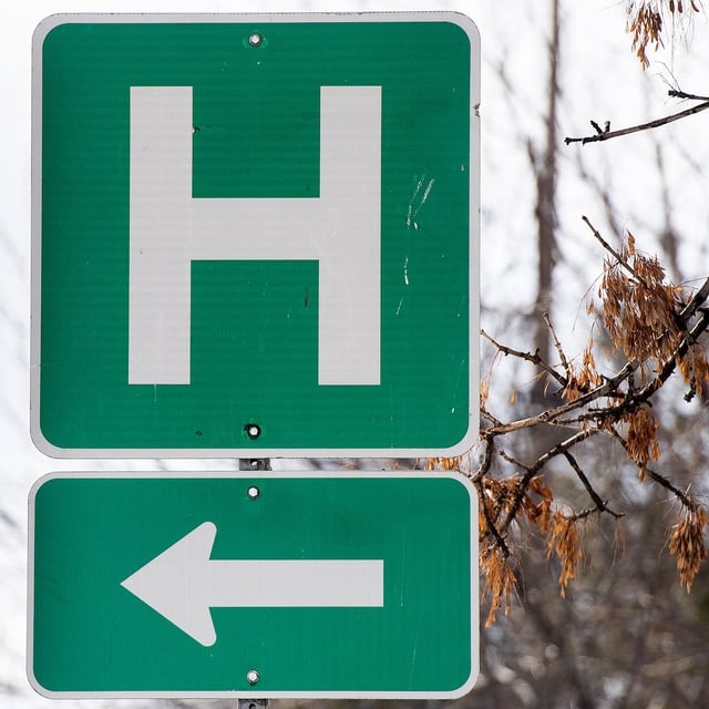 A sign for a hospital in Montreal, Sunday, Feb. 6, 2022. THE CANADIAN PRESS/Graham Hughes