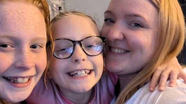 Kim Moore has banned her daughters Marnie, centre, and Orla from drinking slushies