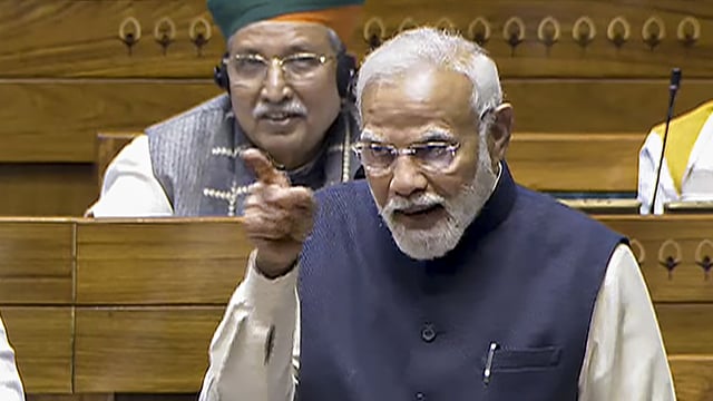 Prime Minister Narendra Modi speaks in the Lok Sabha.