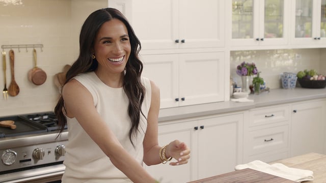This image released by Netflix shows Meghan, Duchess of Sussex, in a scene from With Love, Meghan. (Netflix via AP)