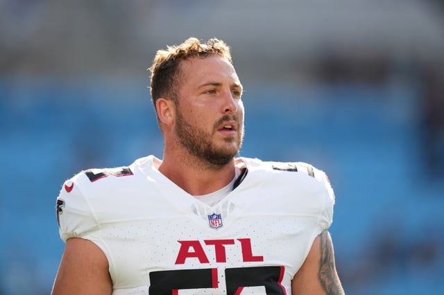 Linebacker Nate Landman, seen with the Atlanta Falcons before a game against the Carolina Panthers on Oct. 13, 2024, in Charlotte, North Carolina, has agreed to a one-year contract with the Rams. (Photo by Grant Halverson/Getty Images)