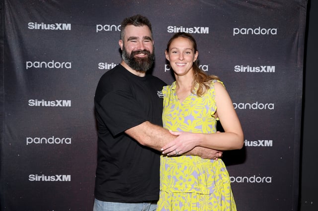 Jason Kelce and Kylie Kelce attend Chris Stapleton&#39;s Performance Live From The Fillmore New Orleans for SiriusXM and Pandora on February 06, 2025 in New Orleans, Louisiana.