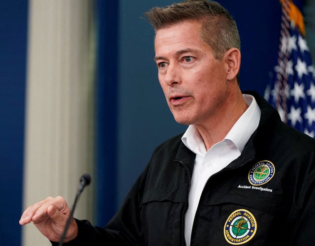 U.S. Transportation Secretary Sean Duffy speaks to reporters in the Brady Press Briefing Room at the White House in Washington, U.S., January 30, 2025. REUTERS/Elizabeth Frantz/File Photo