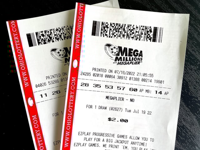 A Mega Millions ticket for an August 2022 jackpot drawing.