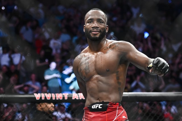 Leon Edwards of Jamaica celebrates after winning a welterweight title bout against Kamaru Usman of Nigeria during UFC 278 at Vivint Arena on August 20, 2022 in Salt Lake City, Utah.