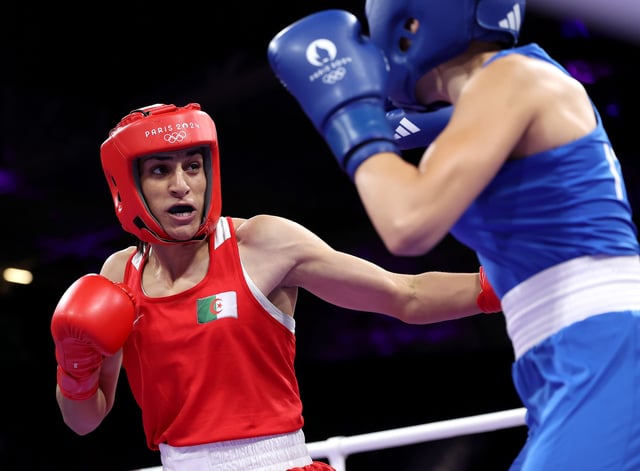 Khelif during her fight against Italy's Angela Carini during the Paris Games last year.