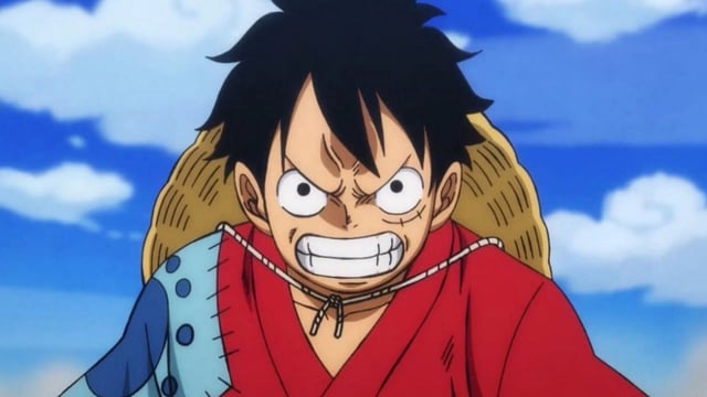 Luffy frowning in the One Piece anime