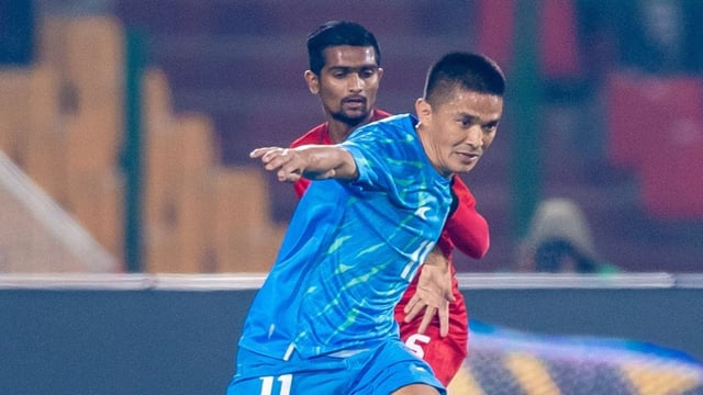 Sunil Chhetri scored a goal in his comeback game as India registered a 3-0 win.