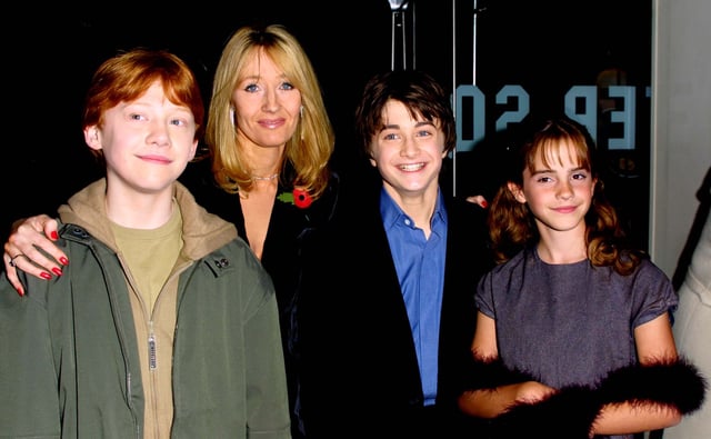 Rupert Grint, J.K. Rowling, Daniel Radcliffe and Emma Watson attended the world premiere of the first Harry Potter film, &#39;Harry Potter and the Philosopher&#39;s Stone,&#39; in London on November 4, 2001.