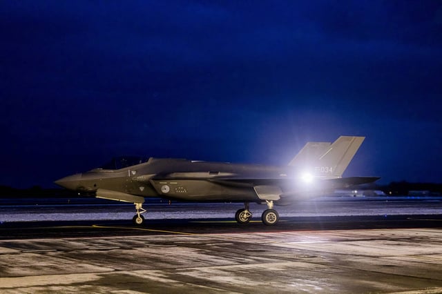 Un F-35 néerlandais stationné sur la base d’Amari, en Estonie, le 12 février.
