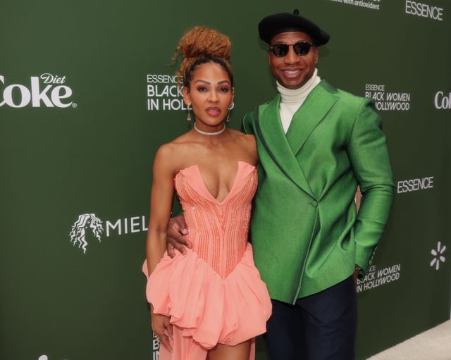 Meagan Good, left, and Jonathan Majors secretly got married on Tuesday, March 18, the actor revealed on “Sherri.”