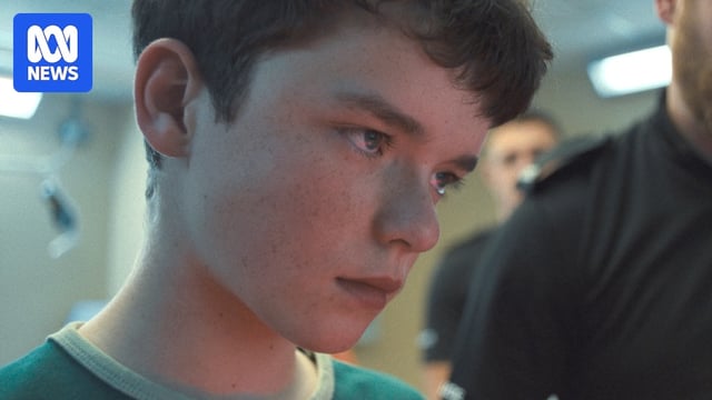 A young boy in Adolescence looks menacing in an extreme close-up.