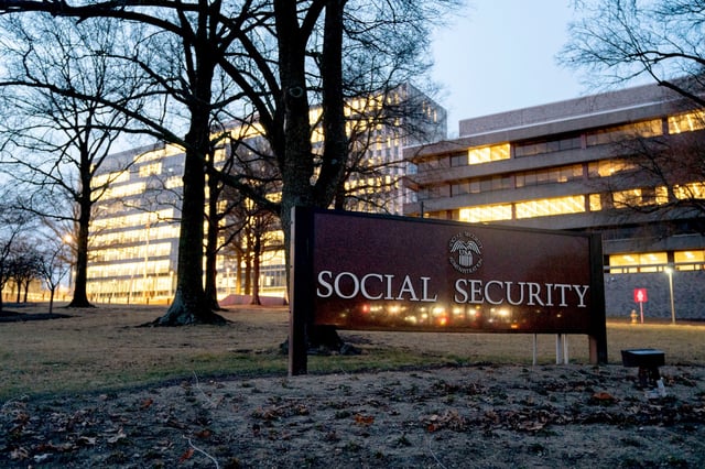 The US Social Security Administration headquarters in Woodlawn, Maryland, US, on Wednesday, Feb. 19, 2025. The acting commissioner of the Social Security Administration and her top deputy have left following a confrontation with Elon Musk's Department of Government Efficiency team over access to data on 70 million beneficiaries, according to people familiar with the moves. Photographer: Stefani Reynolds/Bloomberg