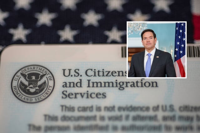 U.S. Secretary of State Marco Rubio (inset) has said he will seek the revocation of visas for those found to show support for terrorist organizations or with viewpoints which do not match U.S. foreign policy.