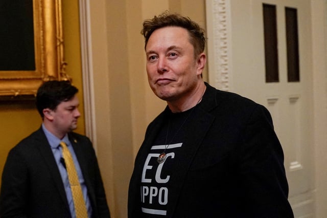 Elon Musk leaves following a luncheon with members of the Senate Republican Conference on Capitol Hill in Washington, D.C., U.S., March 5, 2025. REUTERS/Kent Nishimura/File Photo