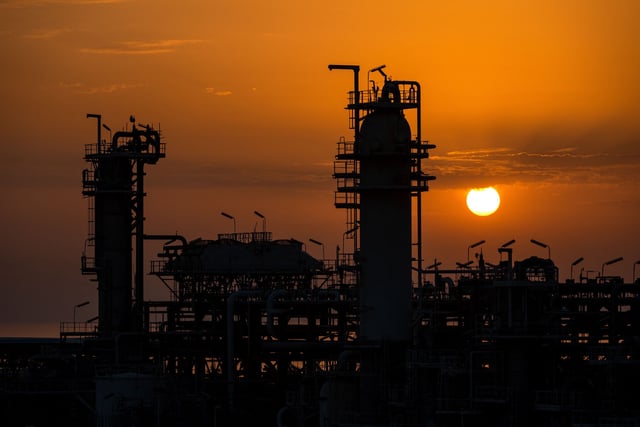 A view of the South Pars Gas Condensate refinery field in Asalouyeh Seaport, north of the Persian Gulf in Asalouyeh, Iran, April 03, 2021.