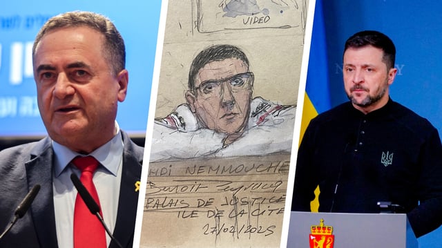 Israël Katz, Mehdi Nemmouche et Volodymyr Zelensky.