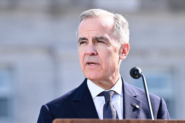 Mark Carney addresses the media after being sworn in at Rideau Hall on March 14, 2025 in Ottawa, Ontario, Canada.