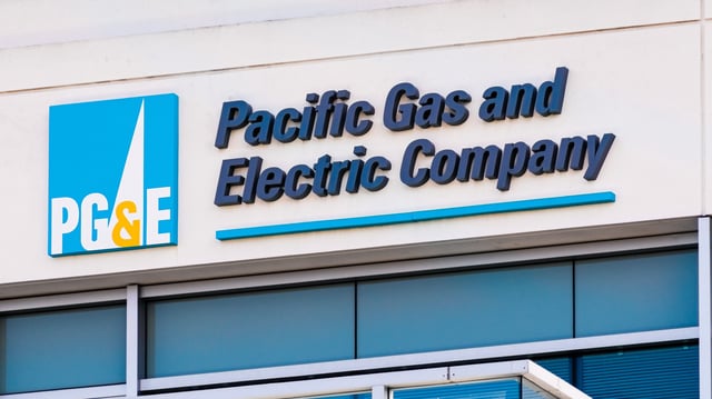 Sep 25, 2019 San Ramon / CA / USA – PG&amp;E (Pacific Gas and Electric Company) sign at their headquarters in East San Francisco Bay Area