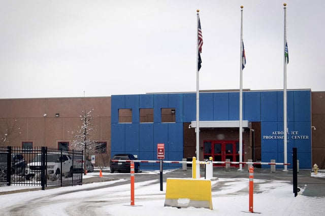 The ICE processing center in Aurora, Colo., on Feb. 18, 2025. 