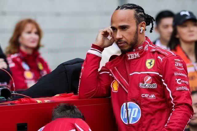 Lewis Hamilton of Great Britain and Scuderia Ferrari on the grid during the Sprint ahead of the F1 Grand Prix of China at Shanghai International Circuit on March 22, 2025 in Shanghai, China.