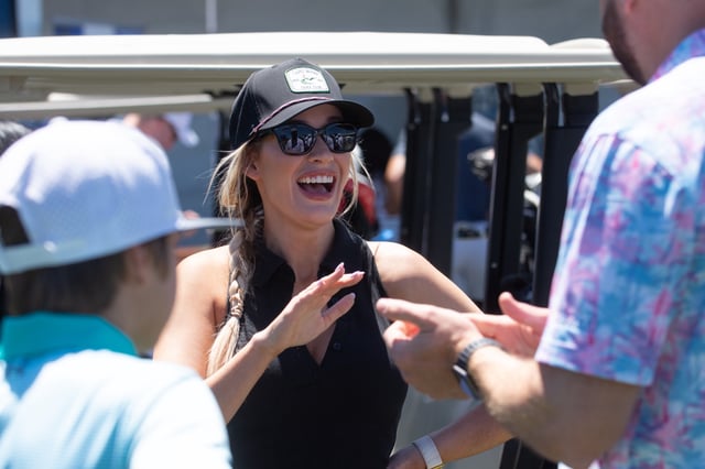 STATELINE, NV - JULY 6: Professional golfer, model and influencer Paige Spiranac before the start of her first practice round at the ACC Golf Championship presented by American Century Investments on July 6, 2022 at Edgewood Tahoe Golf Course in Stateline, Nevada.