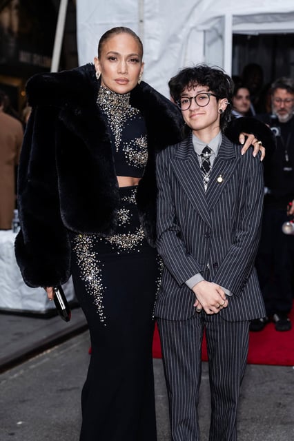 Jennifer Lopez and Emme Muñiz attend "Othello" opening night at the Barrymore Theater in Midtown on March 23, 2025 in New York City.